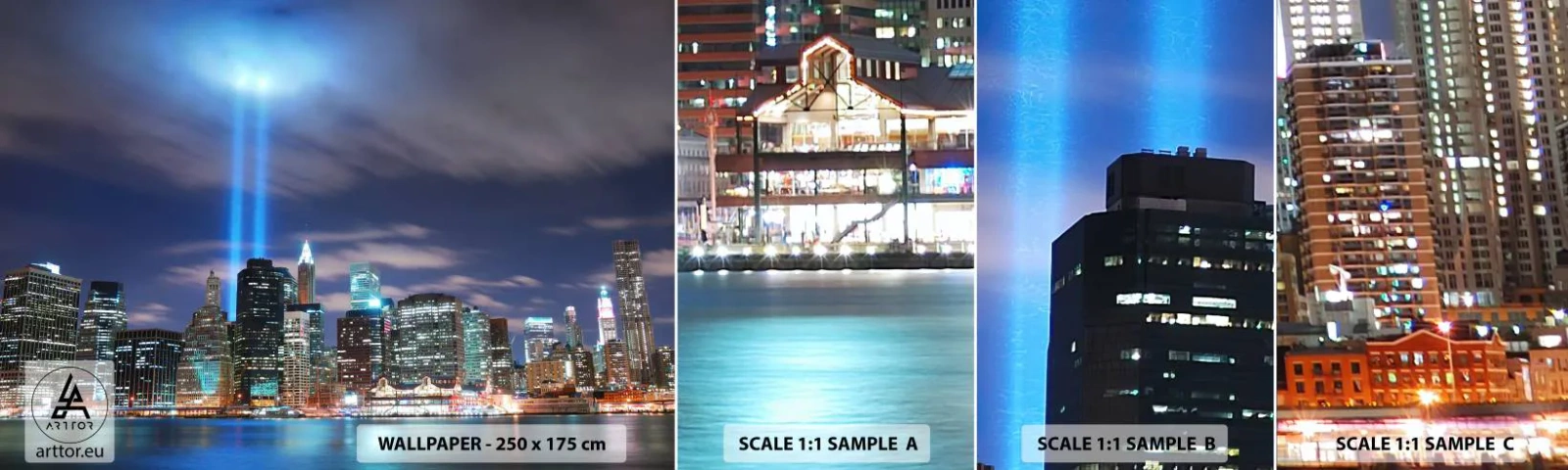 Vzorka Fototapeta Standard Eco - Svetlom dosiahnuť nebo - Mesto, New York, Architektúra - 100x30 cm