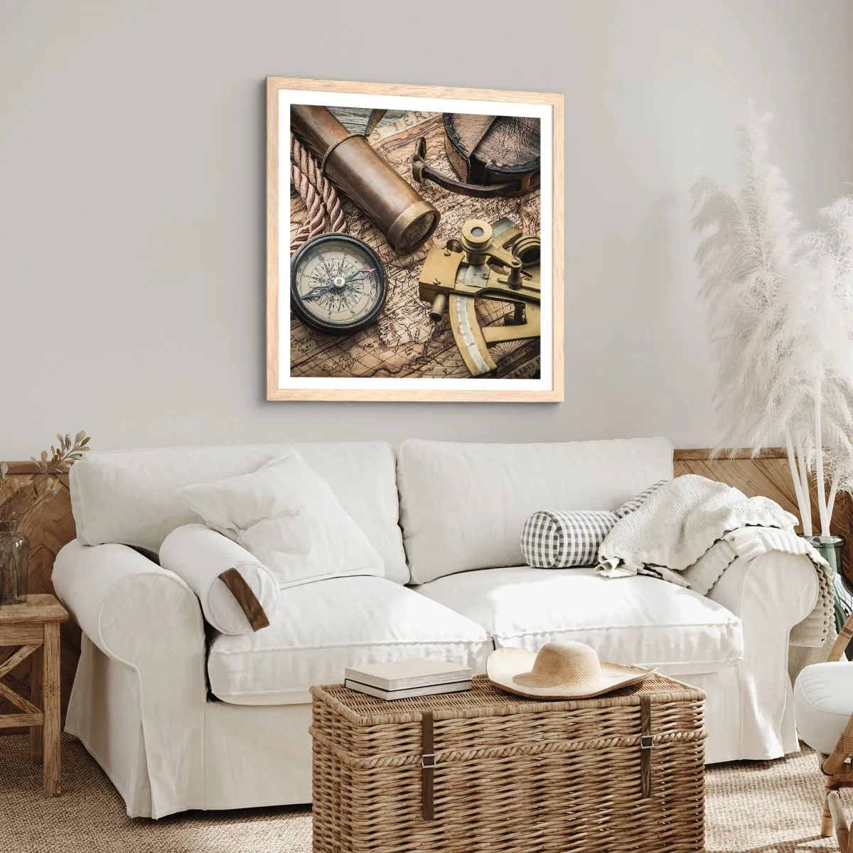 Plagát v ráme zo svetlého duba - Urči smer - 50x50 cm