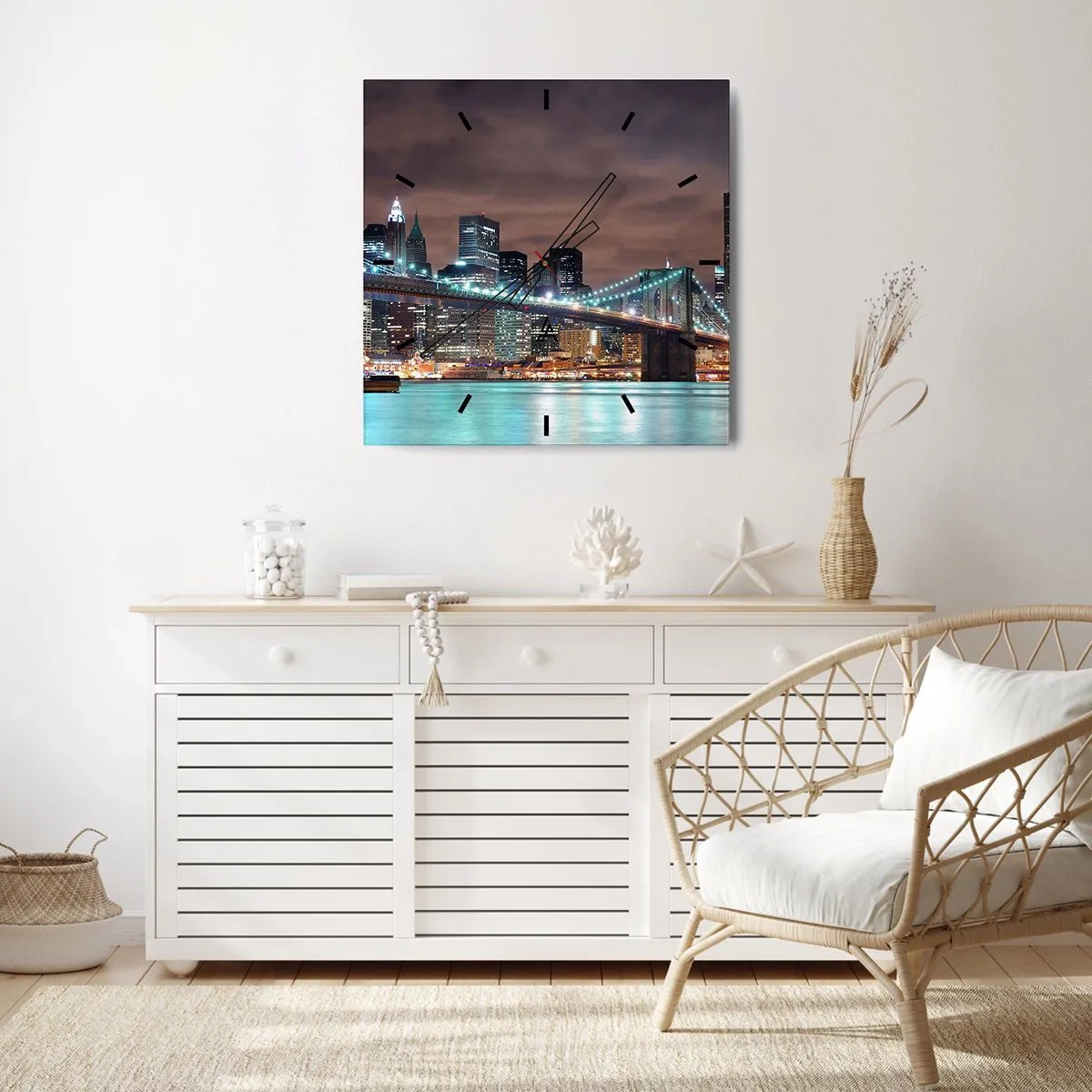 Nástenné hodiny - Svetlá veľkomesta - 30x30 cm