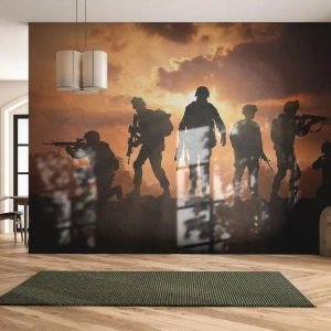 Samolepiaca Fototapeta Deluxe Sticker - Brothers in arms - Vojenské, Vojak, Puška - 150x105 cm