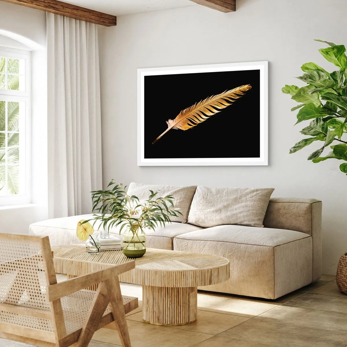 Plagát v bielom ráme - Krásne pierko… - 100x70 cm