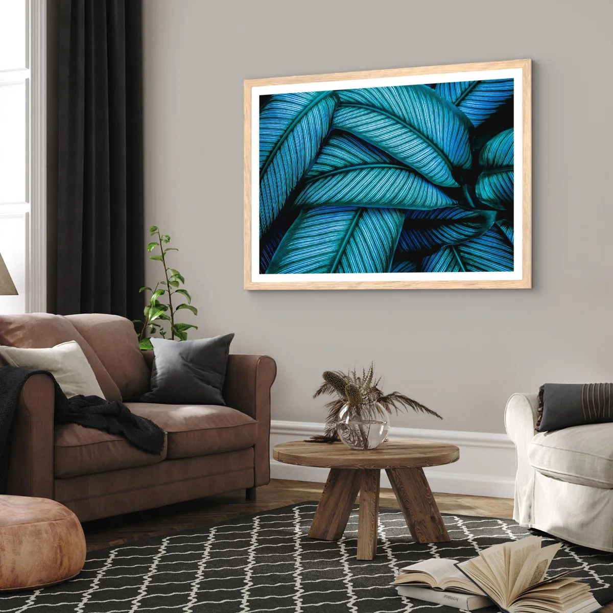 Plagát v ráme zo svetlého duba - Čiary života - 100x70 cm