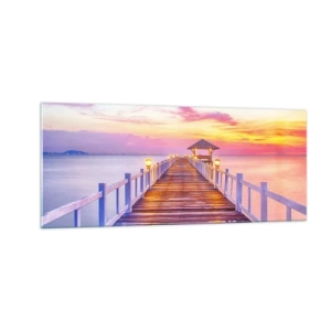 Obraz na skle - Ľaliovo-zlaté ticho večera - 100x40 cm
