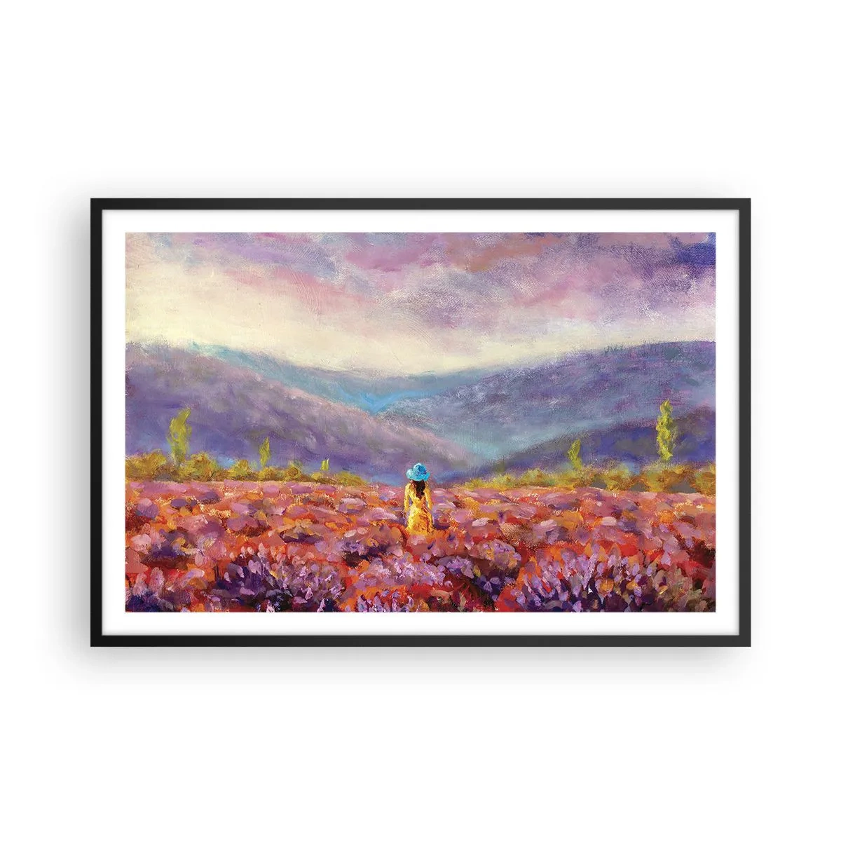 Plagát v čiernom ráme - V levanduľovom svete - 91x61 cm