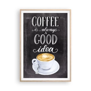 Plagát v ráme zo svetlého duba - Of course! - 70x100 cm