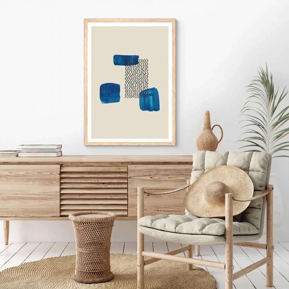 Plagát v ráme zo svetlého duba - Abstraktné kvarteto - 61x91 cm