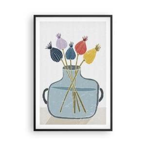 Plagát v čiernom ráme - Makové kvety - 61x91 cm