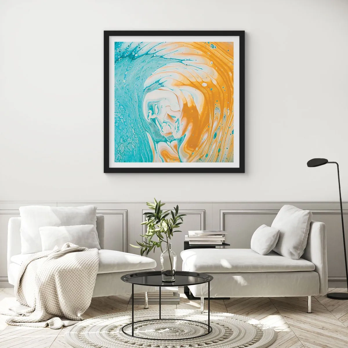 Plagát v čiernom ráme - Pastelový vír - 60x60 cm
