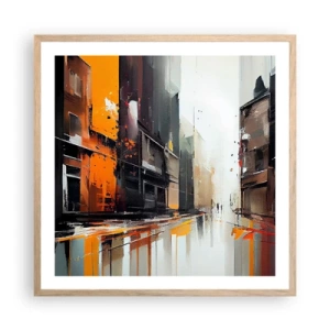 Plagát v ráme zo svetlého duba - Daždivý deň - 60x60 cm