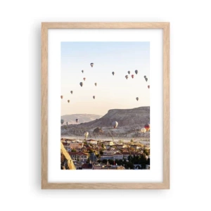 Plagát v ráme zo svetlého duba - Ako lode na oblohe - 30x40 cm