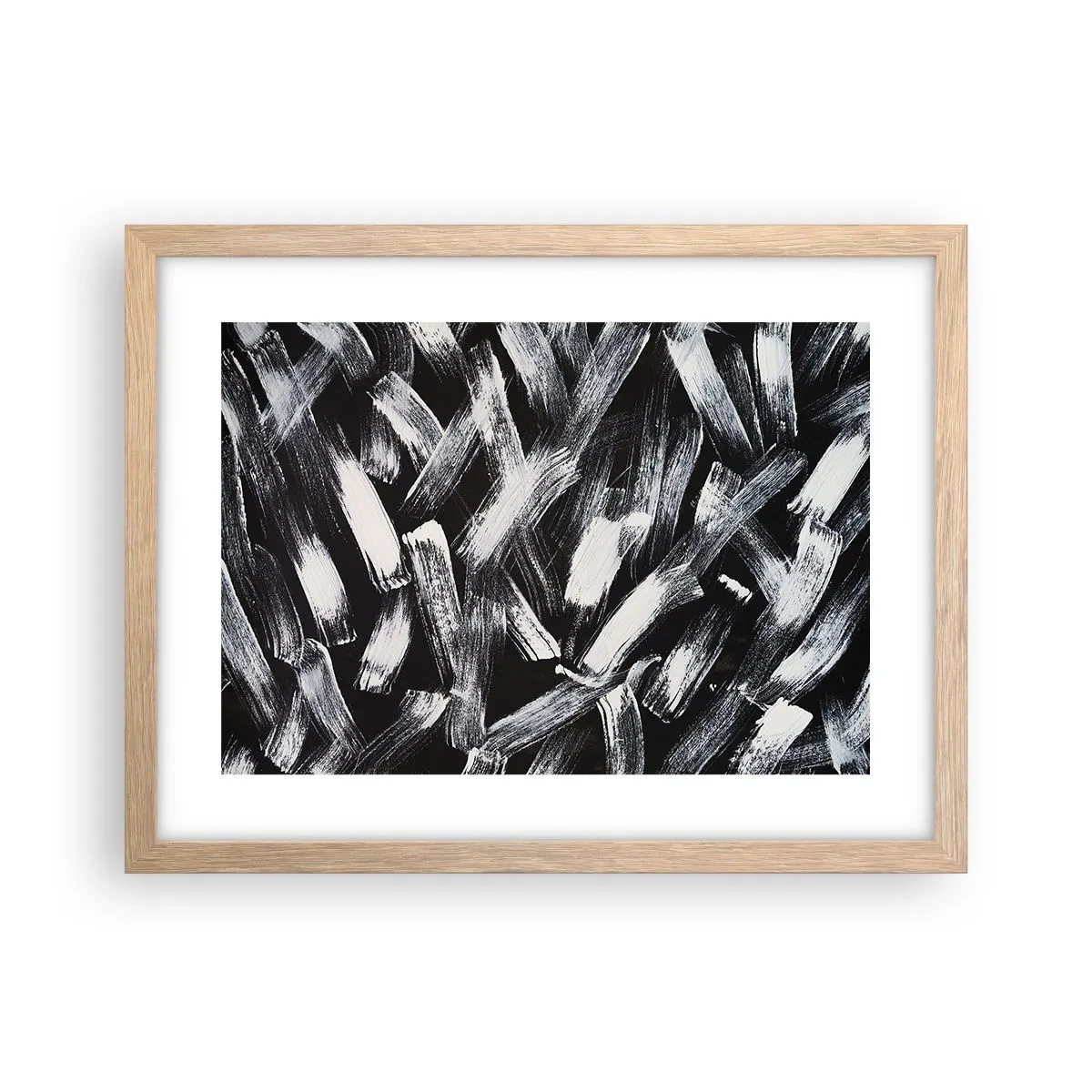Plagát v ráme zo svetlého duba - Abstrakcia v industriálnom duchu - 40x30 cm