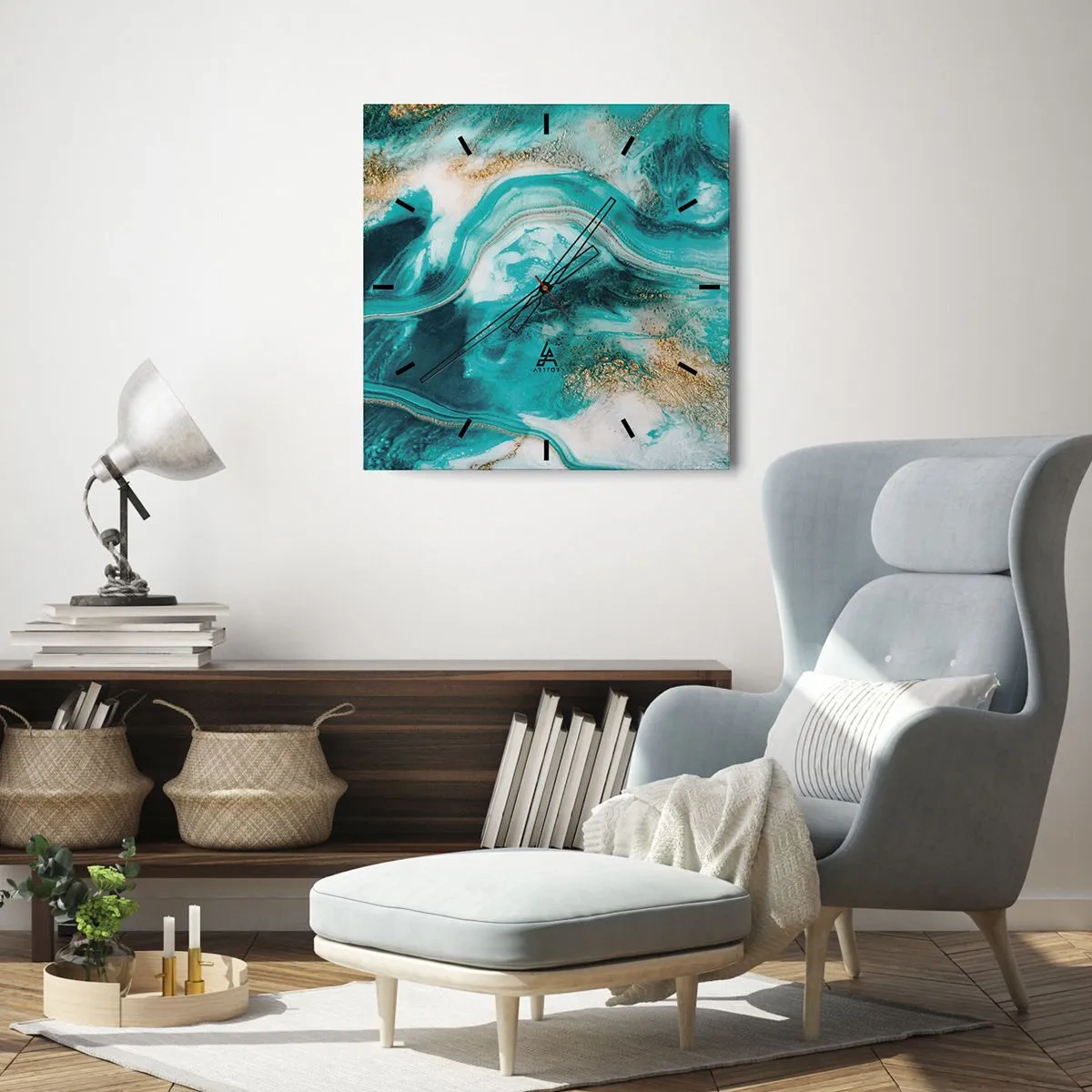 Nástenné hodiny - Rieka zlata - 30x30 cm