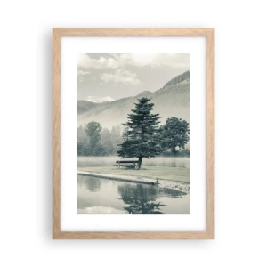 Plagát v ráme zo svetlého duba - Jazero ešte spí - 30x40 cm