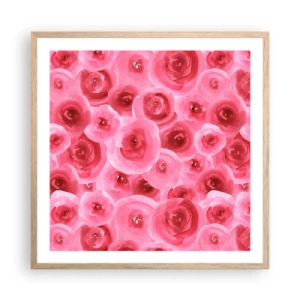 Plagát v ráme zo svetlého duba - Ruže dole aj hore - 60x60 cm