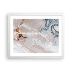 Plagát v bielom ráme - Modré meandre pod bielou - 50x40 cm