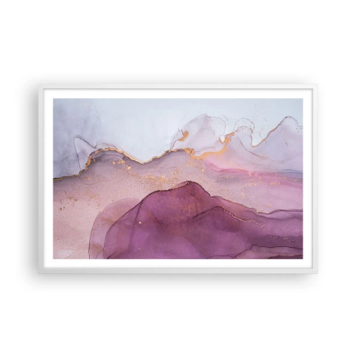 Plagát v bielom ráme - Fialové a ľalové vlny - 91x61 cm