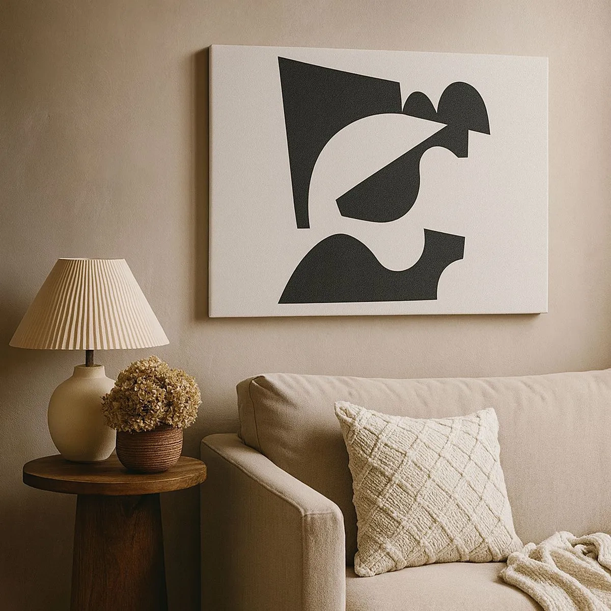 Obraz na plátne - Abstraktná geometrická kompozícia v čiernej a bielej farbe - 70x50cm - Na samostatné ukladanie - Moderná nástenná dekorácia do obývacej izby a spálne ARTTOR