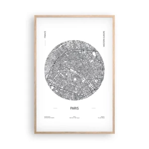 Plagát v ráme zo svetlého duba - Anatómia Paríža - 61x91 cm