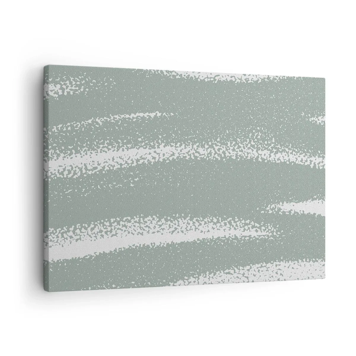 Obraz na plátne - Zimné vlny v odtieňoch mäty a bielej - 70x50cm - Abstrakcia v zimnom štýle - Moderná nástenná dekorácia do obývacej izby a spálne ARTTOR