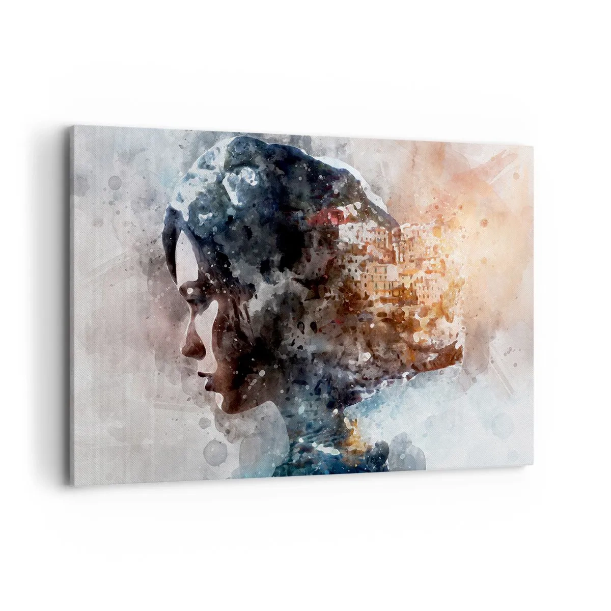 Obraz na plátne - Príbeh o dievčati s mestom v pozadí - 120x80 cm