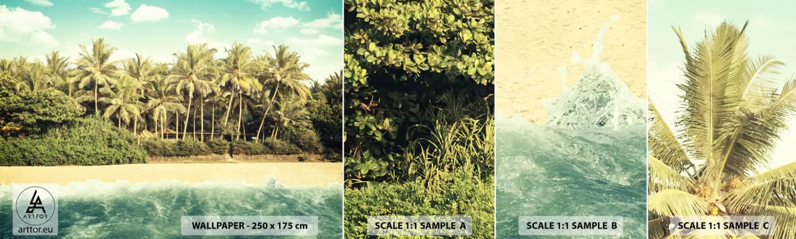 Vzorka Fototapeta Standard Eco - Čo napríklad tu? - Krajina, Pláž, Kokosová palma - 100x30 cm