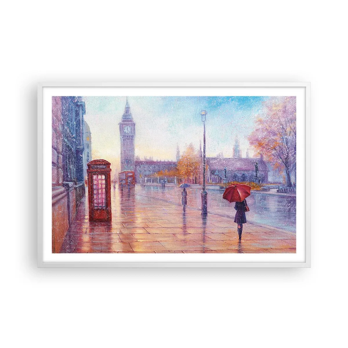 Plagát v bielom ráme - Londýnsky jesenný deň - 91x61 cm
