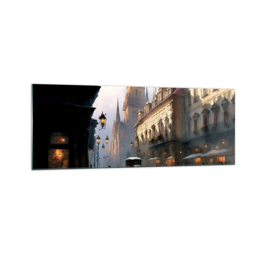 Obraz na skle - Kúzlo pražského večera - 140x50 cm
