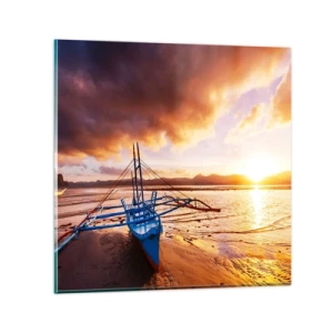 Obraz na skle - Po celom dni sa natiahnuť na piesku - 70x70 cm