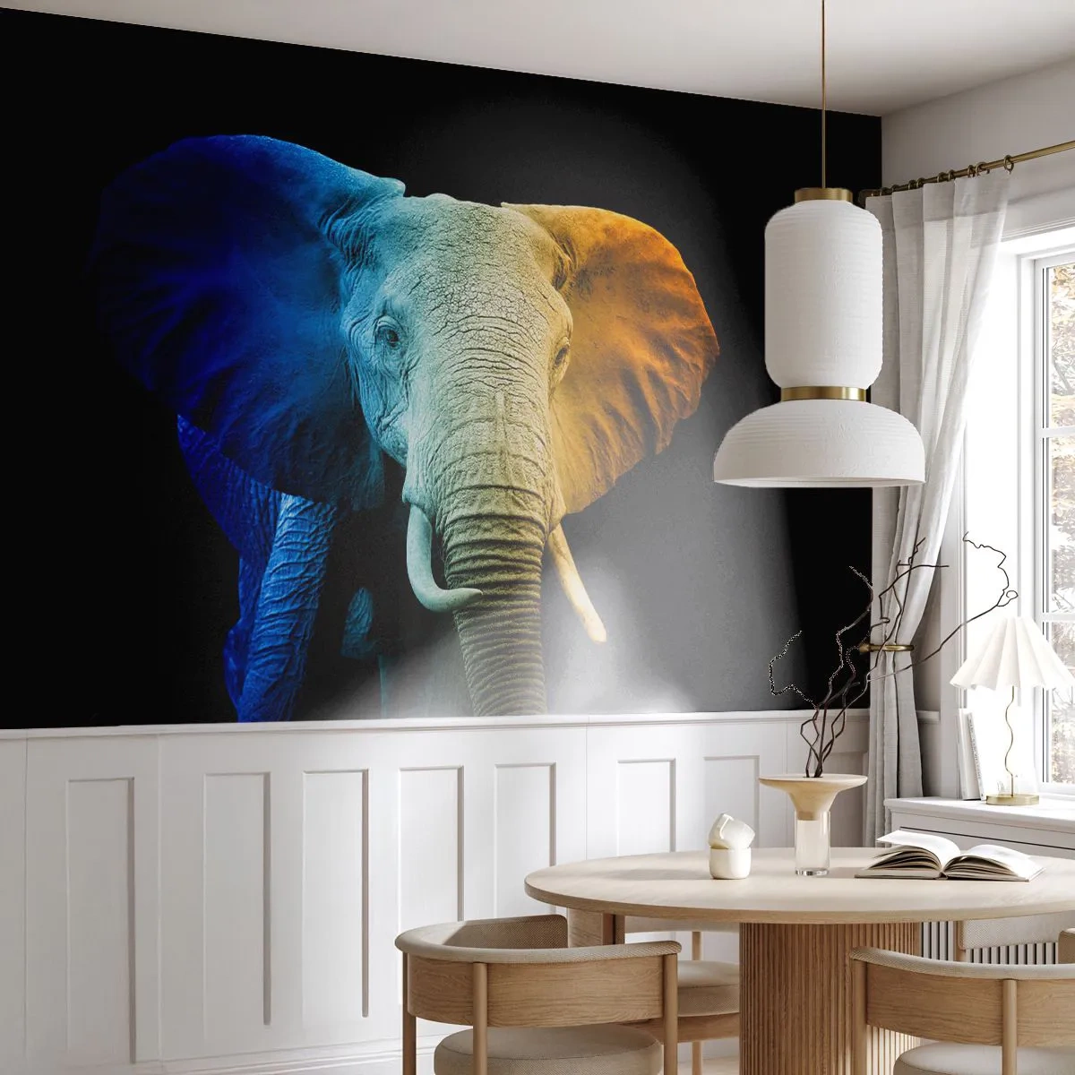 Samolepiaca Fototapeta Deluxe Sticker - Excentrický muž, avšak nie podivín - Abstrakcia, Slon, Zvieratá - 250x175 cm