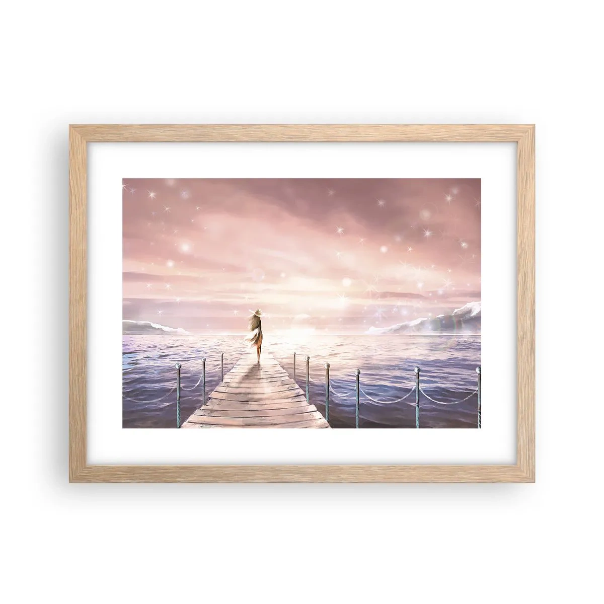 Plagát v ráme zo svetlého duba - Vo svetle sna - 40x30 cm