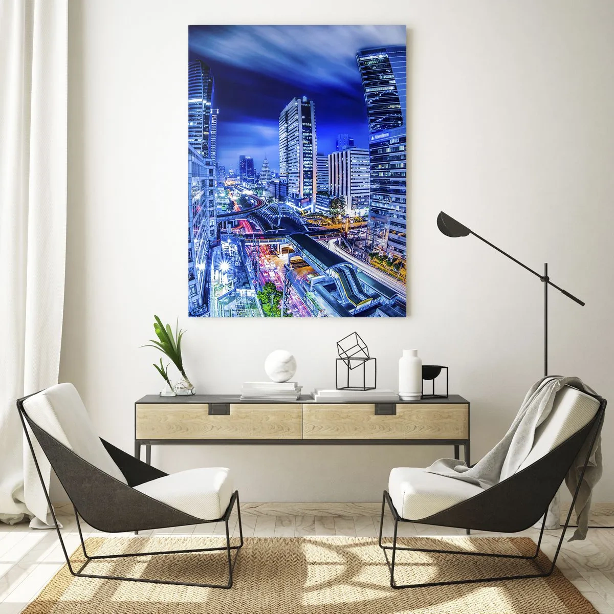 Obraz na skle - Rytmy nočného mesta - 50x70 cm