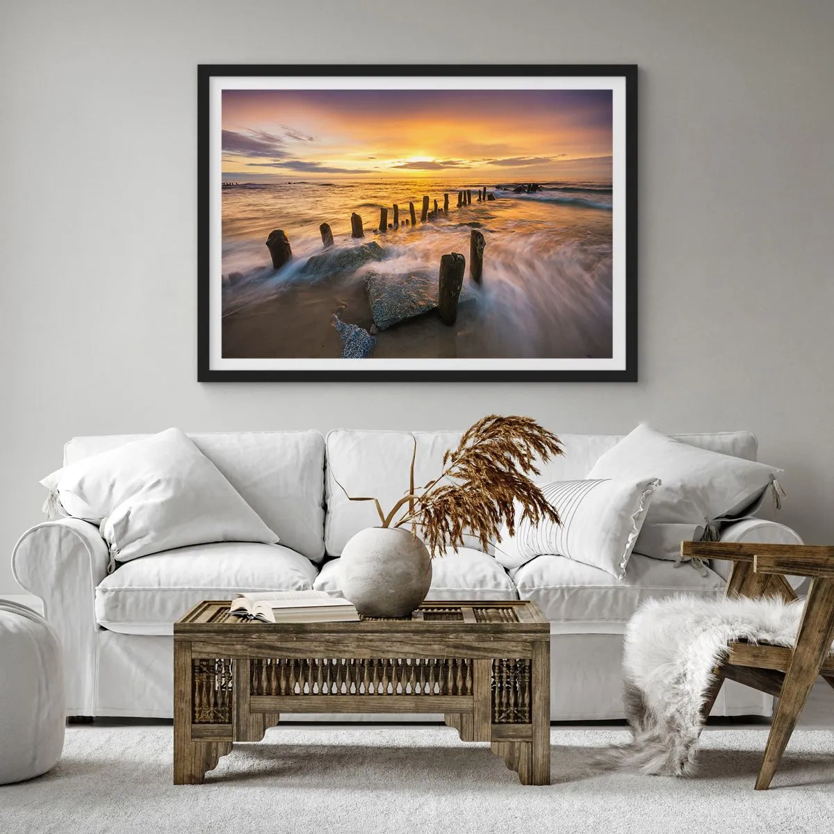 Plagát v čiernom ráme - Drsná krása Baltského mora - 91x61 cm