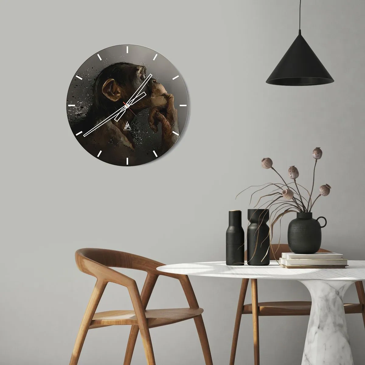 Nástenné hodiny - Určite mysliteľ - 30x30 cm