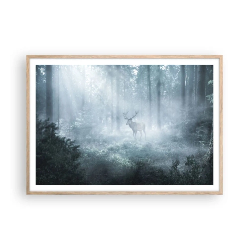 Plagát v ráme zo svetlého duba - Ranná obchôdzka sídliska - 100x70 cm