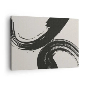 Obraz na plátne - Dynamické ťahy štetcom v čiernej farbe na svetlom pozadí - 70x50cm - S rozmachom a dookola - Moderná nástenná dekorácia do obývacej izby a spálne ARTTOR