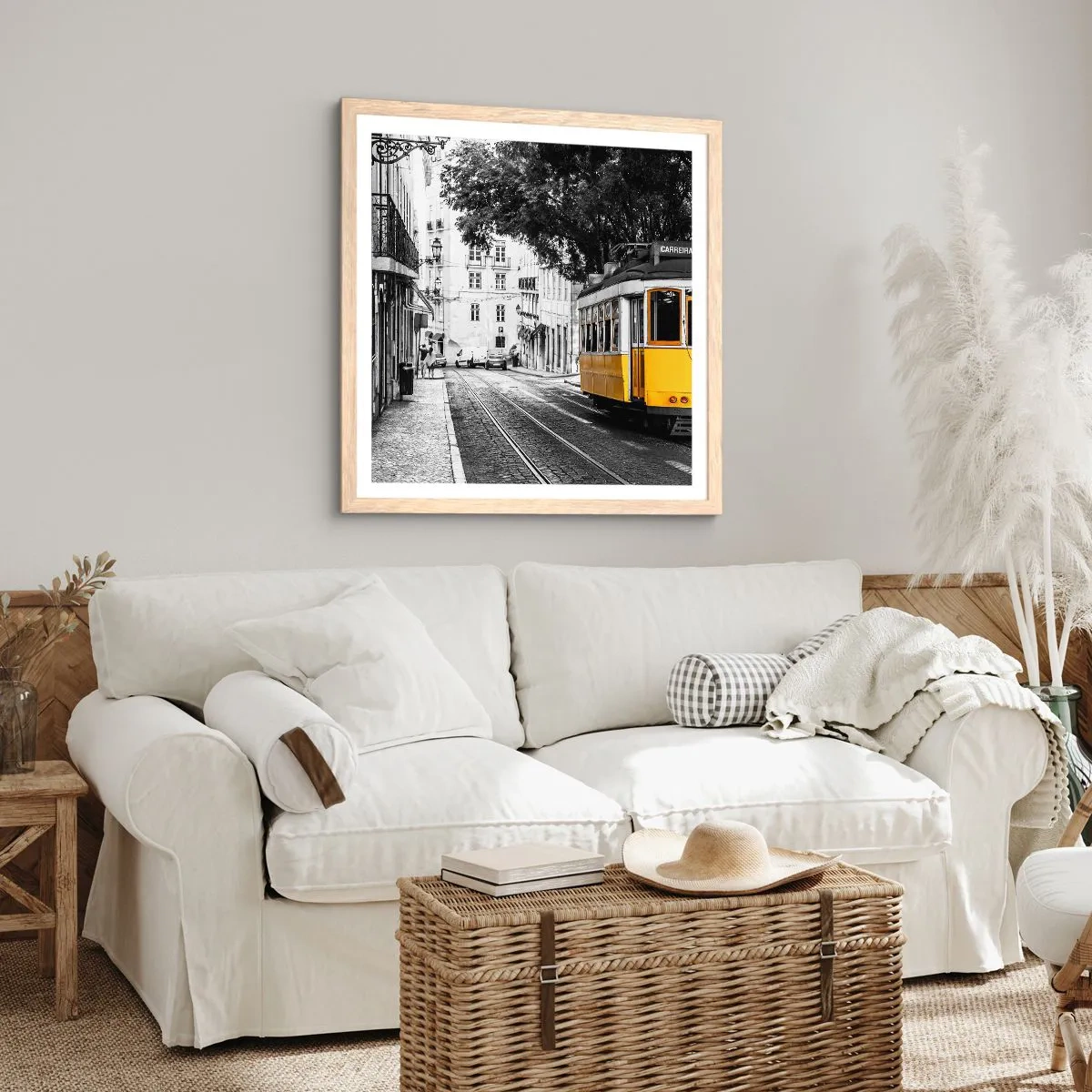 Plagát v ráme zo svetlého duba - Fado v pozadí - 40x40 cm