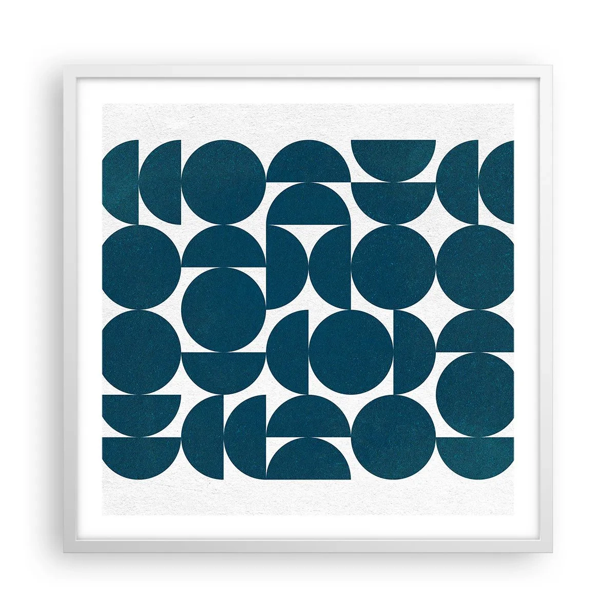 Plagát v bielom ráme - Kruhy a polkruhy - 60x60 cm