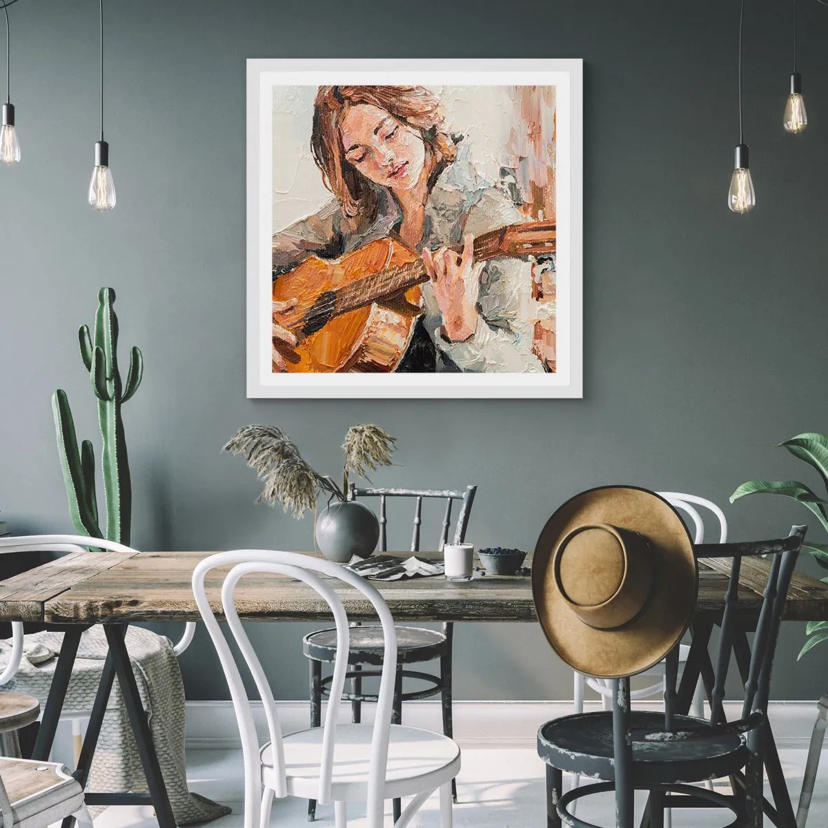 Plagát v bielom ráme - Koncert pre gitaru a dievčenské srdce - 60x60 cm