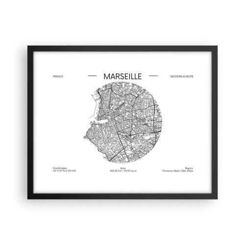 Plagát v čiernom ráme - Anatómia Marseille - 50x40 cm