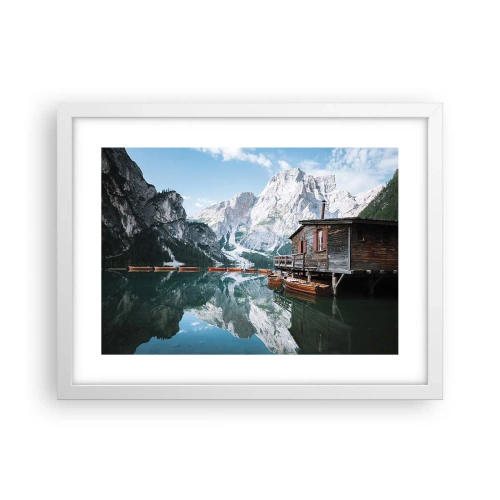 Plagát v bielom ráme - Kryštalické, horské ráno - 40x30 cm