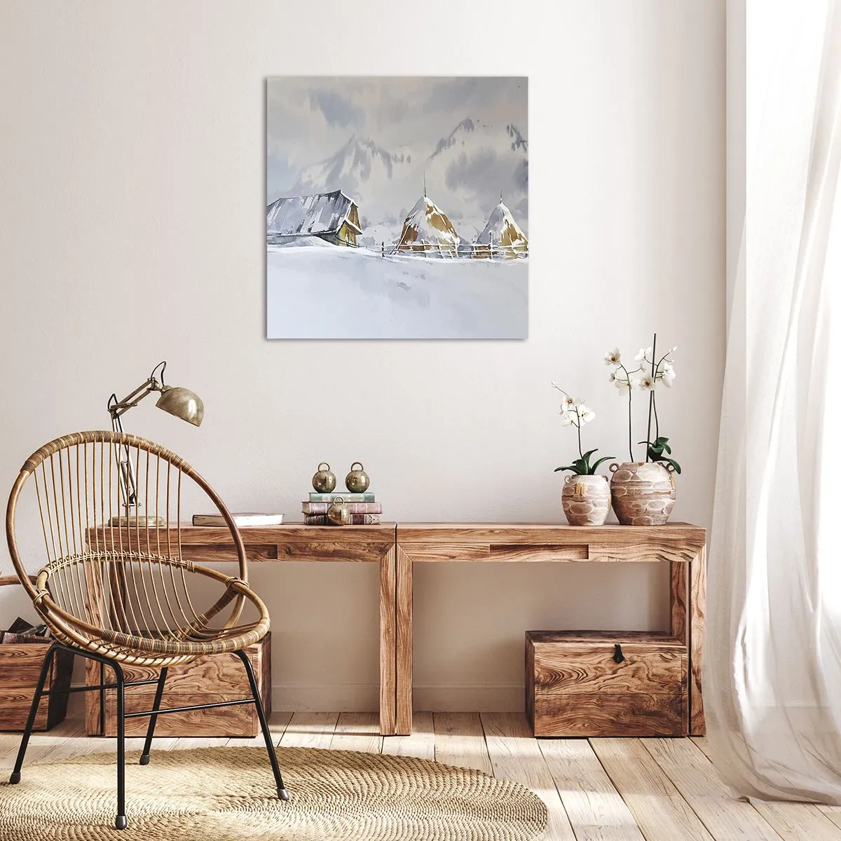 Obraz na plátne - V zasneženom údolí - 50x50 cm