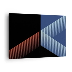 Obraz na plátne - Geometrické čiary v odtieňoch červenej a modrej - 70x50cm - Jednoduchý príbeh - Moderná nástenná dekorácia do obývacej izby a spálne ARTTOR
