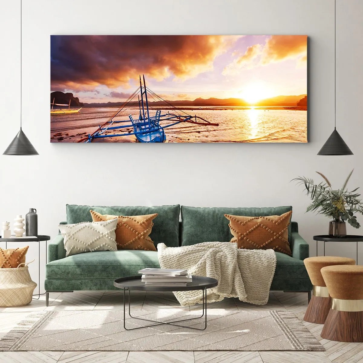Obraz na plátne - Po celom dni sa natiahnuť na piesku - 90x30 cm
