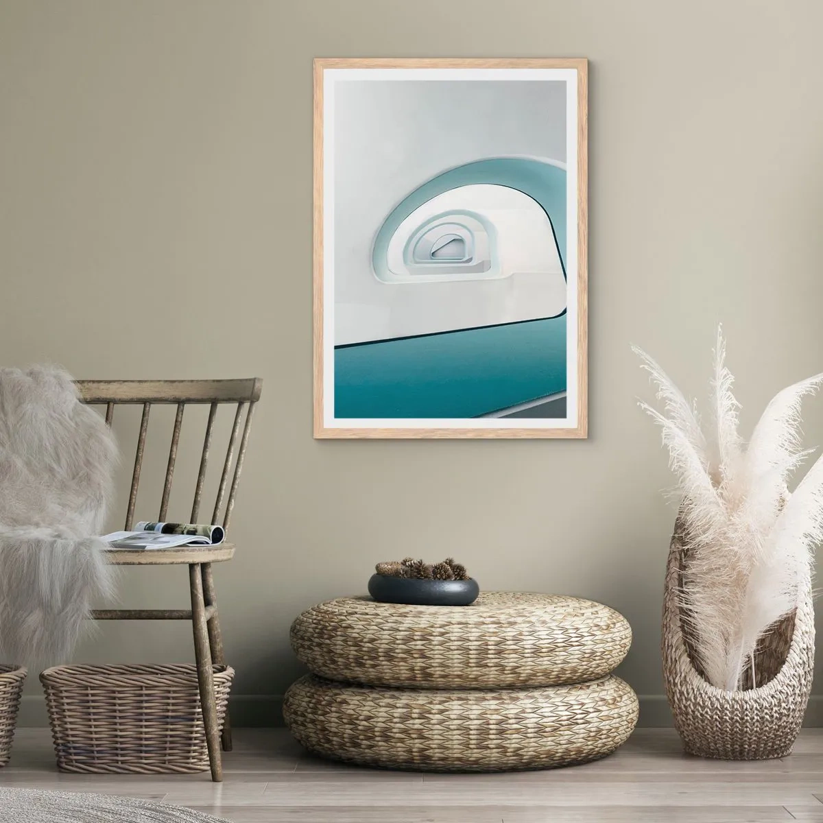 Plagát v ráme zo svetlého duba - Na dno modrej - 70x100 cm