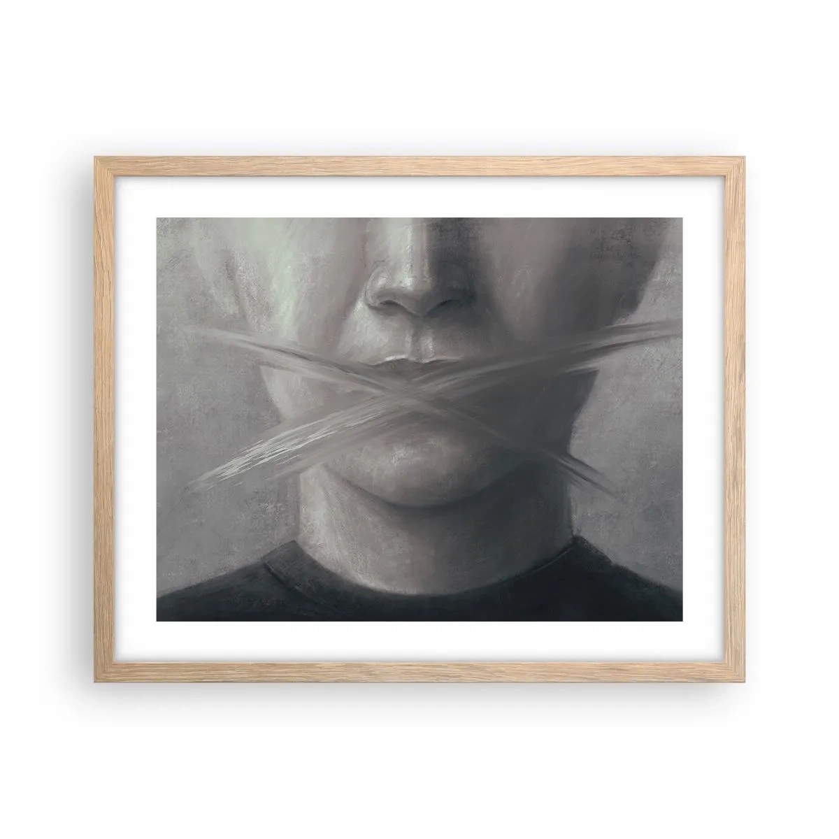 Plagát v ráme zo svetlého duba - Ani slovo - 50x40 cm