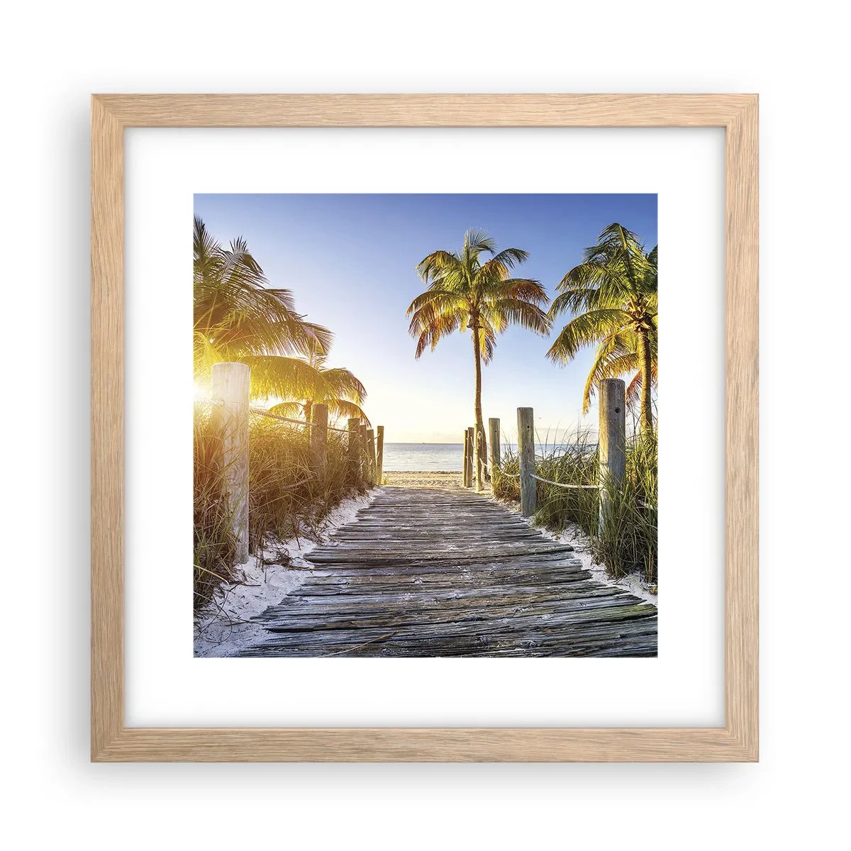 Plagát v ráme zo svetlého duba - Priamo do raja - 30x30 cm