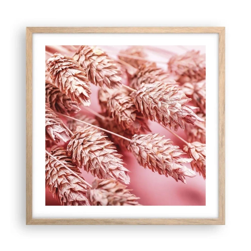 Plagát v ráme zo svetlého duba - Kvetinová kaskáda v ružovej - 50x50 cm