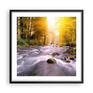 Plagát v čiernom ráme - Malachit v strieborno-zlatej podobe - 50x50 cm