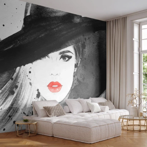 Fototapeta Premium Canvas - Dáma v čiernom - Žena, Ženská tvár, Portrét ženy - 100x70 cm
