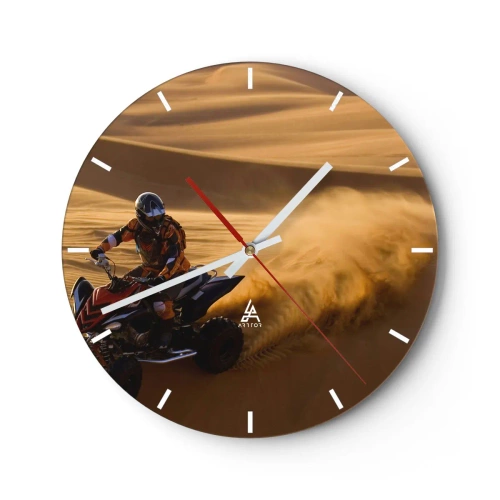 Nástenné hodiny - Štvorkolka v púšti v akcii - 30x30cm - Na vlnách piesku - Moderná nástenná dekorácia do obývacej izby, kuchyne a spálne ARTTOR
